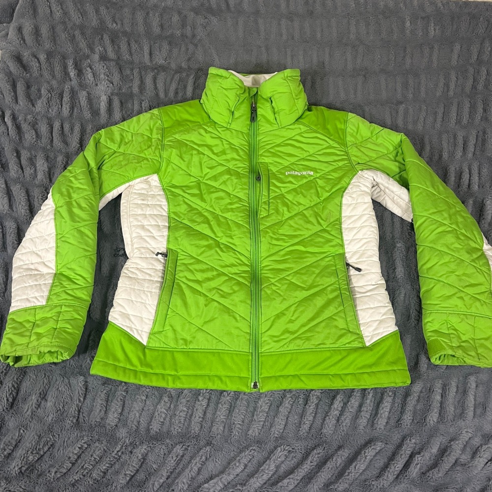 Patagonia Puff Hybrid Jacket Womens Medium Green White Full Zip 29460FA11